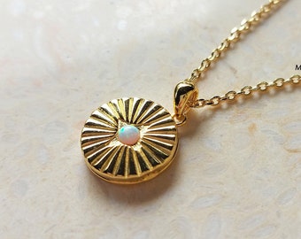 Opal Locket Pendant Necklace / Gold Pearl Locket Necklace / 925 Sterling Silver Locket Necklace / 18ct Gold Plated Locket Necklace