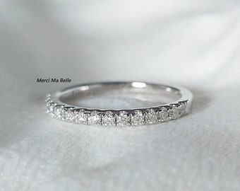 Moissanite Pavé Band, Sterling Silver Half-Eternity Ring (0.3 CTW)