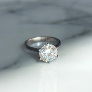2CT Round Moissanite Ring/ Round Brilliant Cut Moissanite Ring/ 925 Sterling Silver Moissanite Ring/ Moissanite Engagement Ring