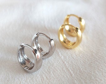 Silver Wide Hoop Earrings,925 Sterling Silver, Simple Hoop Earrings, Small Hoop Earrings