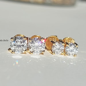 Screw Back Moissanite Stud Earrings/ 925 Sterling Silver Stud Earrings / 18ct Gold Plated Stud Earrings/ 0.1CT 0.5CT 1CT Stud Earrings