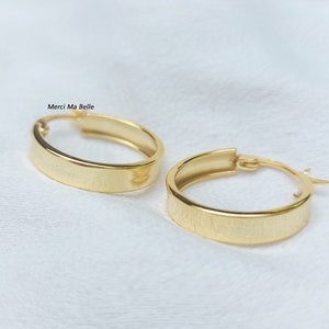 Gold Wide Flat Hoop Earrings/ 18ct Gold Plated Hoop Earrings/  925 Sterling Silver Flat Hoop Earrings / Silver Wide Hoop Earrings