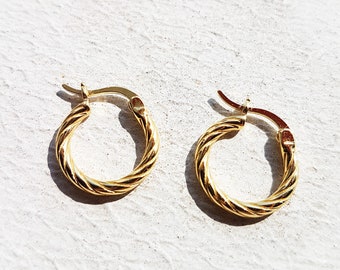 925S Twisted Hoop Earrings,18K Gold Plated Twisted Hoop Earrings, Twisted Hoops Earrings, Dainty Hoops, Minimalist Earrings, Everyday Hoops