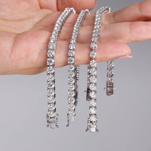 Round Moissanite Tennis Bracelet/3mm, 4mm, 5mm Moissanite Bracelet/16cm, 18cm, 20cm Tennis Bracelet /Round Brilliant Cut Moissanite Bracelet