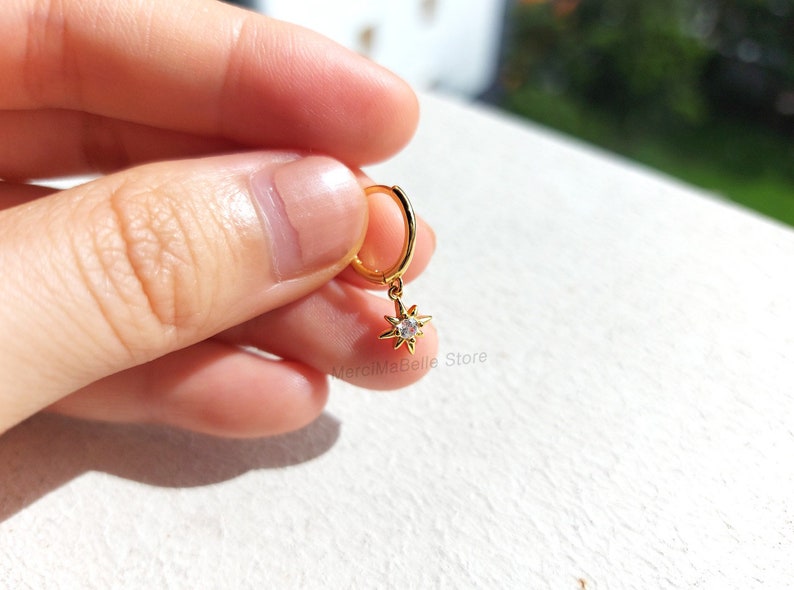 Celestial Charm Huggie Earrings Minimalist Jewellery Star Charm Huggie Earrings 925S Mini Charm Hoop Earrings