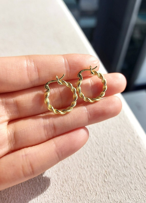 925 Silver Twisted Hoop Earrings/ 18K Gold Plated Twisted Hoop Earrings/ Twisted  Gold Hoop Earrings - Etsy