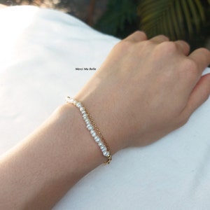 Pearl Bracelet, Natural Pearl Beaded Bracelet, Fresh Water pearl Bracelet, Pearl Chain Bracelet, Wedding Jewellery, Bridesmaid Gift image 5