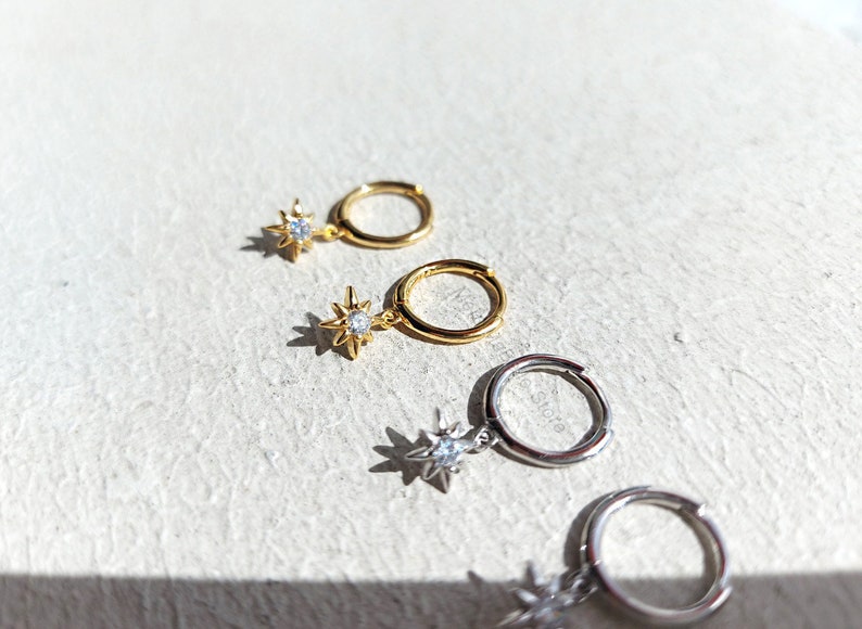 Celestial Charm Huggie Earrings Minimalist Jewellery Star Charm Huggie Earrings 925S Mini Charm Hoop Earrings
