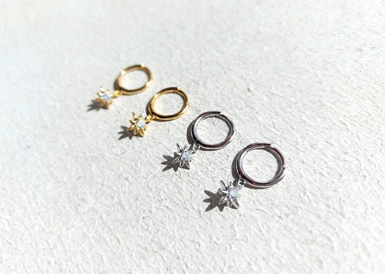 Celestial Charm Huggie Earrings Minimalist Jewellery Star Charm Huggie Earrings 925S Mini Charm Hoop Earrings