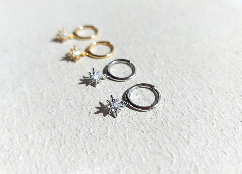 Celestial Charm Huggie Earrings Minimalist Jewellery Star Charm Huggie Earrings 925S Mini Charm Hoop Earrings