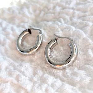 Chunky Gold Hoop Earrings, 925 Sterling Silver Thick Hoop Earrings, 18K Gold Plated Hoop Earrings image 8