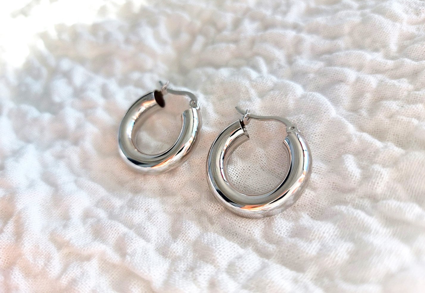 Sterling Silver Thick Hoop Earrings – JewelryByTm