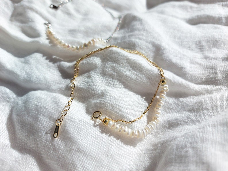 Pearl Bracelet, Natural Pearl Beaded Bracelet, Fresh Water pearl Bracelet, Pearl Chain Bracelet, Wedding Jewellery, Bridesmaid Gift image 6