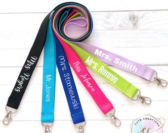 Personalized Teacher Lanyards/Teacher Lanyard Gift/Lanyards for Educators/Ribbon Lanyards/School Lanyards/ Student Personalized Lanyard