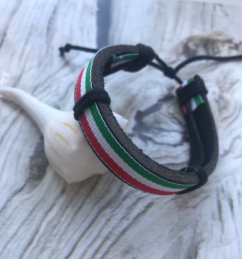 Unisex Faux Leather Italian Flag Bracelet / Italy Flag Etsy