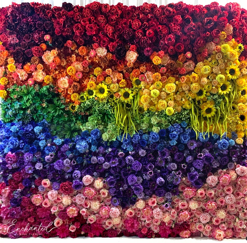Rainbow Flower Wall © Backdrop for RENTAL Etsy