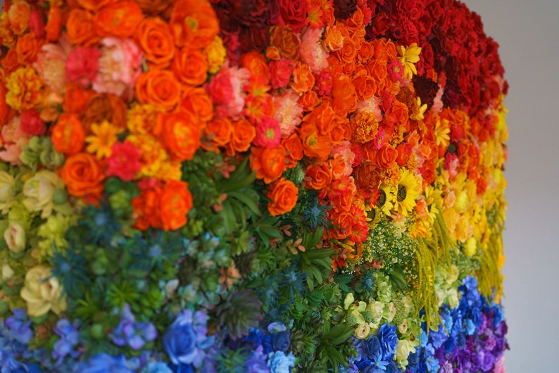 Rainbow Flower Wall © Backdrop for RENTAL Etsy