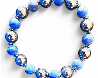 Bracciale unisex in lapislazzuli ed ematite