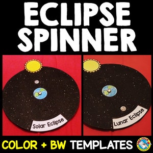 Solar and Lunar Eclipse Educational Craft Activity Spinner Science Printable Solar Eclipse 2024 Total Solar Eclipse 24