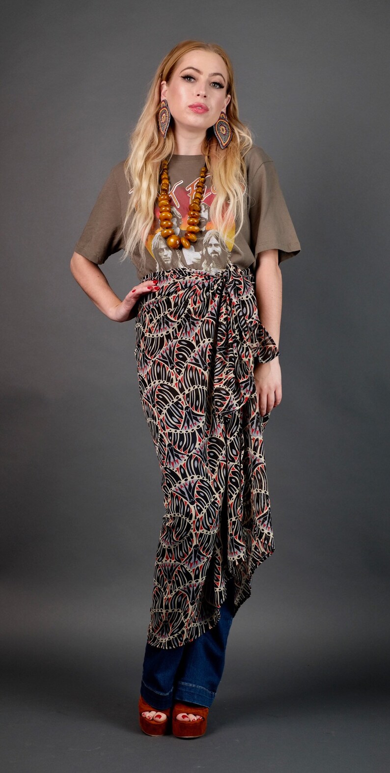 blue sarong skirt