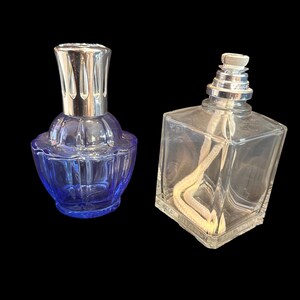 Difusores de aceite de perfume vintage franceses Lampe Berger - Vidrio azul y transparente con tapas plateadas - Frascos decorativos para fragancias para el hogar FRANCIA