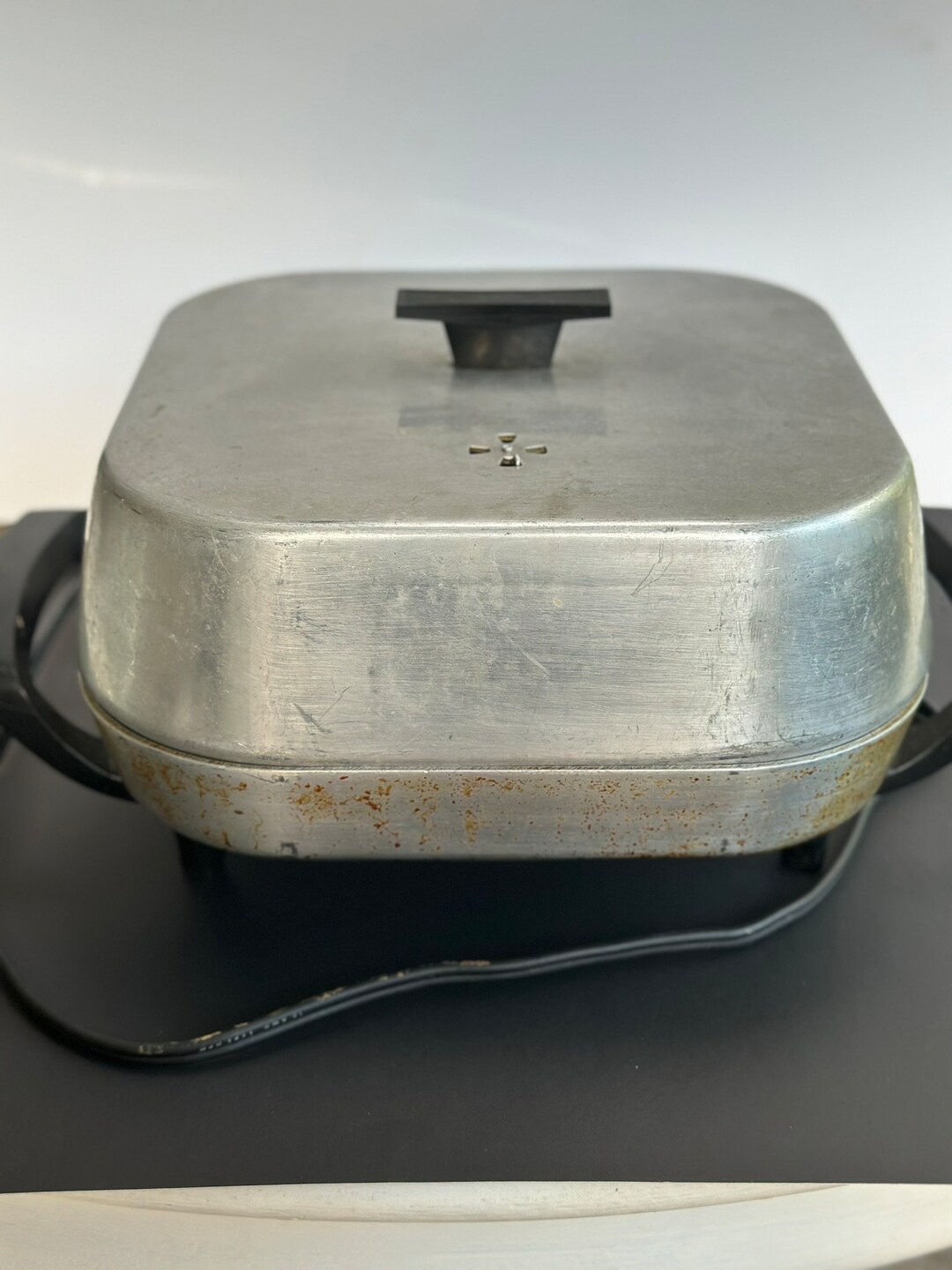Vintage sunbeam electric skillet with lid classic aluminum finish