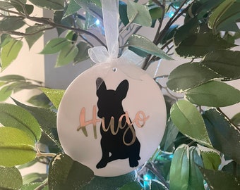 Personalised French bulldog ornament. Christmas Tree. Frenchie. Decoration. Dog Pet bauble. Memorial. Birthday Xmas