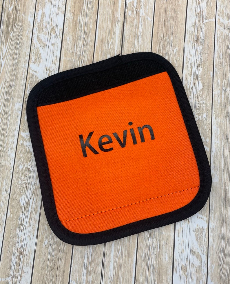 Personalised Luggage Handle Cover.Suitcase bags handle wrap Case Identifier perfect for travel.Hen Party. Honeymoon Luggage Tag.Mr & Mrs Orange