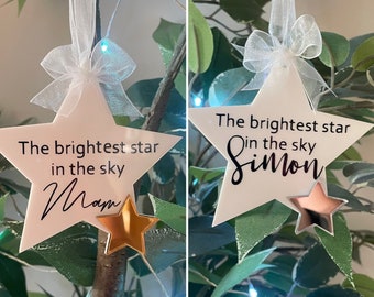 Handmade personalised Brightest star in the sky Christmas decoration. With gift box. Memory. Memorial. Remembrance. Mum Dad Grandma Grandad