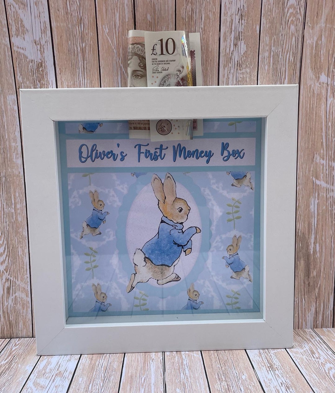 Peter Rabbit Money Box Frame. Personalised. First Money Box. Etsy