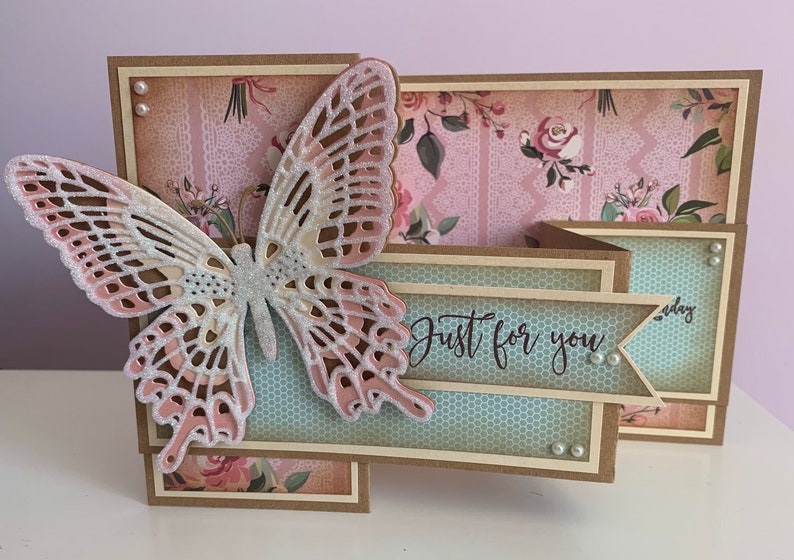 very pretty luxury zfold butterfly handmade card ideal