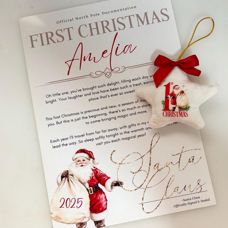 Baby's First Christmas Letter From Father Christmas – Personalised Keepsake By Emmykins – A6 Size