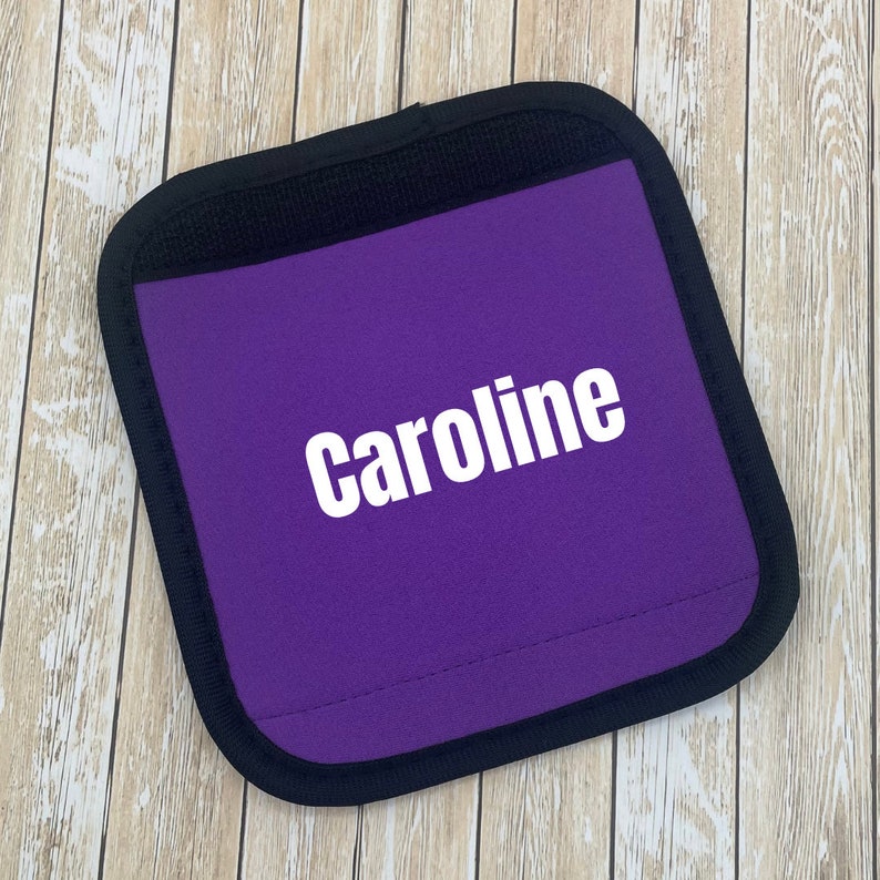 Personalised Luggage Handle Cover.Suitcase bags handle wrap Case Identifier perfect for travel.Hen Party. Honeymoon Luggage Tag.Mr & Mrs Purple