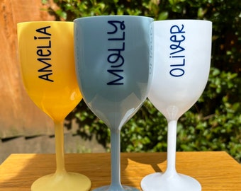 Personalised plastic wine glass. Alfresco. Garden party. Birthday. Hen Party Gift for him or for her.