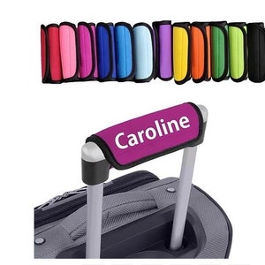 Personalised Luggage Handle Cover.Suitcase bags handle wrap Case Identifier perfect for travel.Hen Party. Honeymoon Luggage Tag.Mr & Mrs image 1