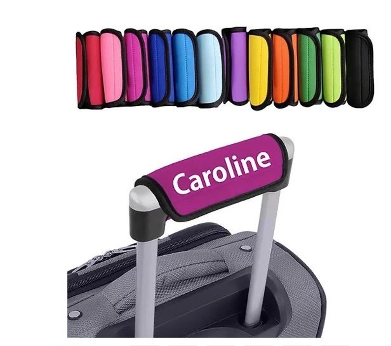 Personalised Luggage Handle Cover.Suitcase bags handle wrap Case Identifier perfect for travel.Hen Party. Honeymoon Luggage Tag.Mr & Mrs image 1