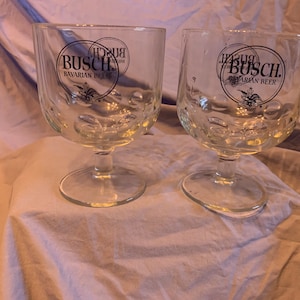 Busch Bavarian Beer 2 Thumbprint Goblet  Footed  Chalice Barware L