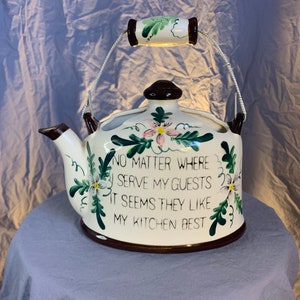 Vintage Ceramic Tea Pot Kettle Wall Pocket My Kitchen Norcrest Japan P-418