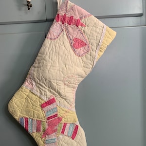 Christmas Quilt Stocking Sewn From Vintage Pottery Barn Quilt stocking C Handmade Homemade