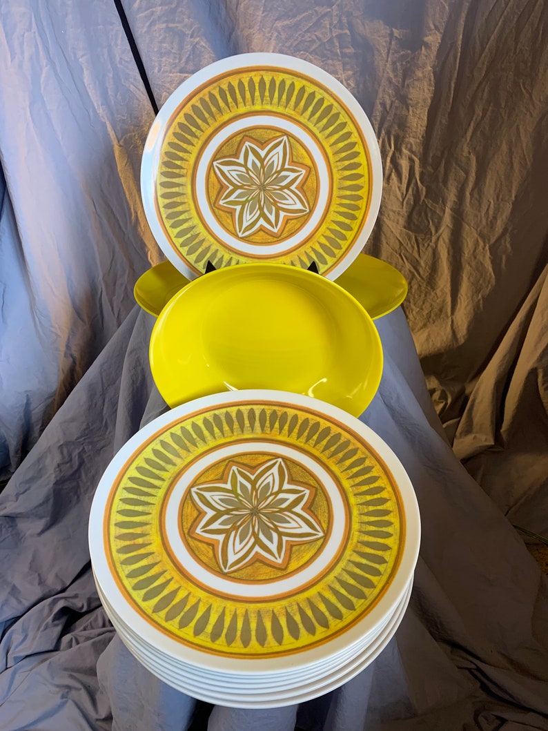 Vintage 8 Texas Ware Dinner Plates Bright Yellow Platter and Etsy