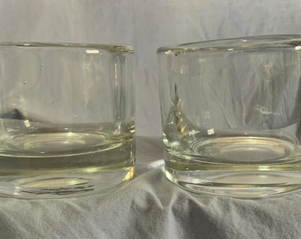 Pair of Handblown Rocks Glasses, Whiskey Tumblers, Cocktail glasses, Old Fashioned, Unique 4oz C
