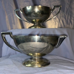 Art Deco Benedict Silver Plated Sugar Bowl and Creamer USA