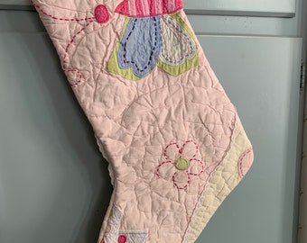 Christmas Quilt Stocking Sewn From Vintage Pottery Barn Quilt stocking A Handmade Homemade