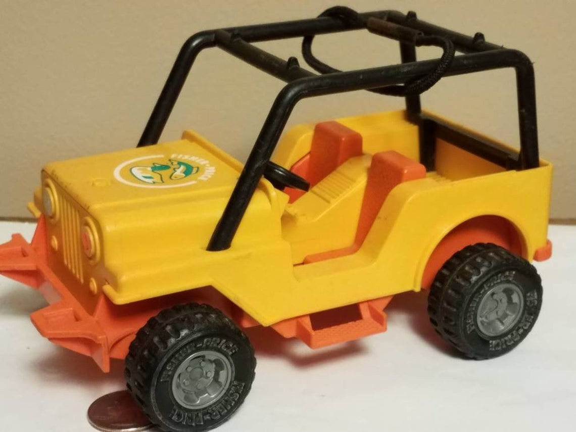 Jeu Vintage Fisher-Price Jeep Safari + Remorque + Tente - 1975, Made In USA, Occasion