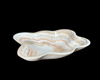 Exquisite Cream Banded Onyx Bowl - Handcrafted Natural Stone Home Decor