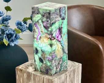 Rare Colgate Fluorite Lamp – Handcrafted Crystal Light for Home or Office Decor