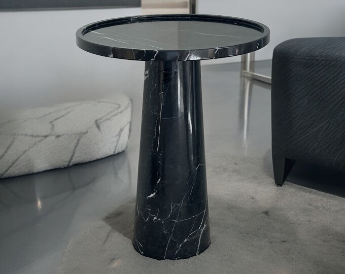 Black Marble End Table