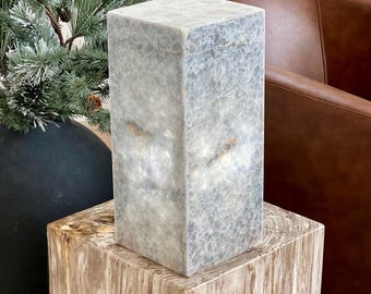 Blue Calcite Table Lamp - Unique and Exquisite Stone Lamp for Living Room & Bedroom