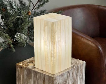 Contemporary Off-White Onyx Lamp: Elegant Natural Stone Decor (12 Inches)