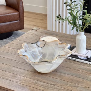 Hand-Carved Natural Onyx Display Bowl – Rare Earthy Toned Crystal Centerpiece
